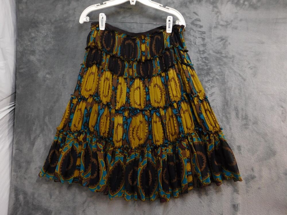 MAXAZRIA COLLECTION Skirt Womens 4 Multicolor Peasant Midi Silk Chiffon Lined